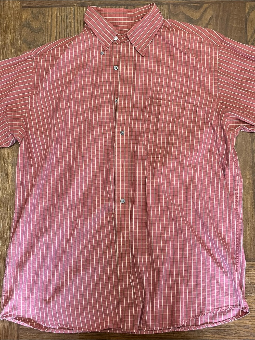 Jos A Bank Men's Red Plaid Button-Down Shirt - Classic Casual - Size L